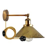 DC VOLTAGE Metal Brushed Brass 22cm Cone Shape Industrial Wall Sconce E27 Bulb Base Light Fixtures Indoor for Bar Restaurants Living Room Bedroom Bathroom Hallway Balcony Stairs