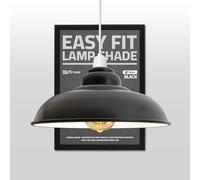 DC VOLTAGE Metal Ceiling Lamp Shade Black Inner White 32cm Easy Fit Light Pendant Modern Ceiling Lighting Shade for Bedroom, Hallway, Office Restaurant Industrial Light Shade Ceiling Pendant