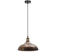 DC Voltage Metal Lamp Shade Retro Lamp 95 cm Adjustable Lighting Fixture Hanging Pendant E27 Light with Ceiling Plate (with Bulb, Brushed Copper)