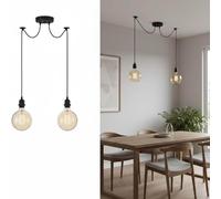 DC VOLTAGE Modern 2 Head Pendant Light Fitting E27 Twin Adjustable 1m Cable | Ceiling Hanging Lamp Holder Industrial Ceiling Light for Kitchen Island, Dining Room, Living Room & Café