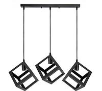 DC VOLTAGE Modern 3 Head Pendant Light Square Frame Lamp Shade Hanging Ceiling Light Fitting with 95 cm Adjustable Cable E27 Easy Fit for Kitchen Restaurant Bar Balcony Living Room Studio Office