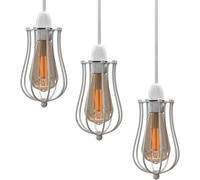 DC VOLTAGE Modern 3 Pack Pendant Light Metal Balloon Wire Cage E27 Bulb Base Easy Fit Hanging Ceiling Lamp Shade Ideal for Kitchen Living Room Hallway Bar Coffee Shop Hotels