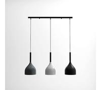 DC VOLTAGE Modern 3-Way Pendant Light Fitting, Adjustable Hanging LED Ceiling Light, Grey White Black, 50cm Bar, Perfect Halloween & Autumn Home Kitchen Dining Lighting