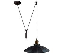 DC VOLTAGE Modern and Retro 1 Arm Pulley Hanging Pendant Light Spider Chandelier Adjustable 2M Cable Vintage Pendant Lamp Fixture with E27 Socket,Umbrella Shade Black