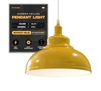 DC VOLTAGE Modern Ceiling Pendant Light 29cm Yellow Metal Lampshade Easy Fit E27 Base with Adjustable Cable Hanging Light Fitting for Kitchen Living Room Bedroom Restaurant Office Bar