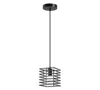 DC VOLTAGE Modern Ceiling Pendant Light Black Square Cage, Single Head Light Fixture with Adjustable 1m Cable E27 Lamp Holder Metal Cage Shade 18x15cm Industrial Hanging Light