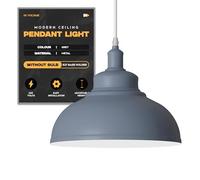 DC VOLTAGE Modern Ceiling Pendant Light Grey Metal 29cm Width Lampshade Easy Fit E27 Base with Adjustable Cable Hanging Light Fitting for Kitchen Living Room Bedroom Restaurant Office Bar