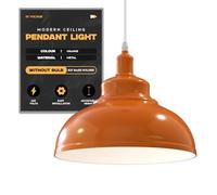 DC VOLTAGE Modern Ceiling Pendant Light Orange Metal Lampshade Easy Fit E27 Base with Adjustable Cable Hanging Light Fitting for Kitchen Living Room Bedroom Restaurant Office Bar
