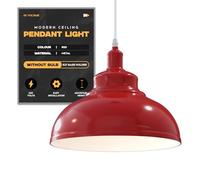 DC VOLTAGE Modern Ceiling Pendant Light Red Metal 29cm Width Lampshade Easy Fit E27 Base with Adjustable Cable Hanging Light Fitting for Kitchen Living Room Bedroom Restaurant Office Bar