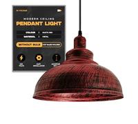 DC VOLTAGE Modern Ceiling Pendant Light Rustic Red Metal Lampshade Easy Fit E27 Base with Adjustable Cable Hanging Light Fitting for Kitchen Living Room Bedroom Restaurant Office Bar