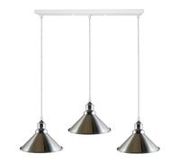 DC Voltage Modern Industrial Satin Nickel Indoor Hanging 3 Way Ceiling Pendant Light Metal Cone Shape Shade for Bar, Bedroom, Dining Room