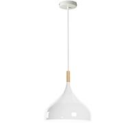 DC Voltage Modern Pendant Ceiling Lights Modern Tear Drop Style Lampshade E27 Ceiling Light Retro Light Fixture in Metal Wood Pendant Lamp for Bedroom, Dining Room, Kitchen 32cm White