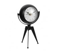 DC VOLTAGE Modern Tripod Table Clock 20cm - Silent Non-Ticking Quartz Desk Clock Black with Mirror, Battery-Powered Decorative Stand for Bedroom, Nightstand, Office & Home Décor