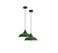 DC VOLTAGE Modern Vintage Style Single Way Metal Curvy Shaped Ceiling Pendant Light 2Pcs with E27 lamp Fitting for Kitchen, Living Room, Corridor and Restaurant (Green - with Bulb)