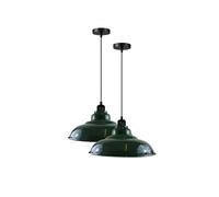 DC VOLTAGE Modern Vintage Style Single Way Metal Curvy Shaped Ceiling Pendant Light 2Pcs with E27 lamp Fitting for Kitchen, Living Room, Corridor and Restaurant (Green - Without Bulb)