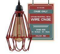 DC VOLTAGE Modern Wire Cage Lampshade Metal Red Water Lily Cage Ceiling Light Fixture E27 Bulb Lamp Holder Open Close Design Easy Fitting for Kitchen Bedroom Hallway Bar