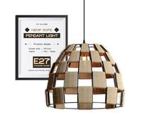 DC VOLTAGE Natural Hemp Pendant Light 32.5cm Lamp Shade, Small Metal & Hemp Rope Lamp Shades Ceiling, Rattan Lampshade, Pendant Light Shade for Ceiling Lights, Living Room, Bedroom, Kitchen, Hallways
