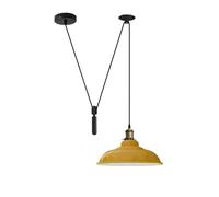 DC VOLTAGE One Head Ceiling Pendant Spider Light, Barn Slotted Shade Adjustable Cord Industrial Lighting Island Lamp for Dinner Room Kitchen (Yellow Curvy - 32cm)