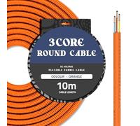 DC VOLTAGE Orange Multi Tweed Round Cable 32.8ft Vintage 18 Gauge 3 Conductors Fabric Cloth Covered Electrical Wire 10m 3 Core Textile Electric Cable Wire Coated in Vintage for Lighting DIY Project