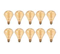 DC VOLTAGE Pack 10 | LED E27 Edison Decorative Bulbs, G95 Diamond Shape 4W (40W Equivalent), Non-Dimmable 2700K Warm White Amber Glass Vintage Spiral LED Filament 450 Lumens Energy Saving Light Bulbs