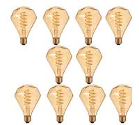 DC VOLTAGE Pack 10 | LED E27 Edison Decorative Bulbs, G95 Diamond Shape 4W (40W Equivalent), Non-Dimmable 2700K Warm White Amber Glass Vintage Spiral LED Filament 450 Lumens Energy Saving Light Bulbs