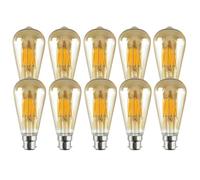 DC VOLTAGE Pack-10, Vintage Bayonet LED Light Bulb, ST64 8W(80W Equivalent) Dimmable 2700K Warm White LED Filamnet BAmber Glass 800lmn BC B22 Antique Retro Style Squirrel Cage Lamp Home Lighting