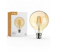 DC VOLTAGE Pack 2 | Vintage Bayonet LED Light Bulb, G80 4W Globe LED Filament Dimmable Warm White 2700K 450 Lumen Old Fashioned Amber Glass Energy Saving Bulb for Indoor Decoration