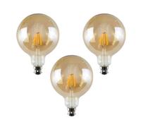 DC VOLTAGE Pack 3| LED Bayonet Light Bulb, G125 8W Dimmable Warm White 2700K B22 Base LED Filament 806 Lumens Vintage Style Large Globe Energy Saving Bulb for Home Lighting Decor