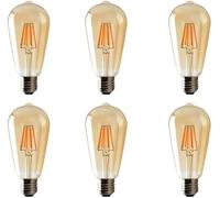 DC VOLTAGE Pack 6 | Vintage LED B22 Bulb,ST64 4W Dimmable 2700K Warm White 2700K Bayonet Base LED Filament Squirrel Cage Lamp Amber Glass 450 Lumens Energy Saving Bulb for Indoor & Home Decorations