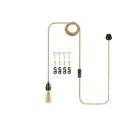 DC VOLTAGE Pendant Light Fitting with Plug-in 4.5m 2core lamp cable, On-Off switch E27 lamp holder Hemp suspended kit for Bedroom Living Room (4.5m Hemp without Bracket)