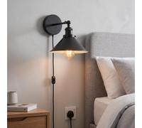 DC VOLTAGE Plug in Wall Light with Switch | Dimmable, Vintage, Metal Shade, 180° Rotatable, E27 Bedside Wall Sconce Lights for Bedroom Living Room