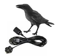 DC VOLTAGE Raven Table Lamp Gothic Black Crow 30cm Resin Bird Night Light with E27 Bulb Holder 3D Realistic Bird Lamp for Halloween Decor Bedroom Desk Home Unique Gift Idea and novelty lighting niches
