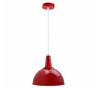 DC Voltage Red E27 Pendant Light 30cm Diameter Ceiling Lamp Shade Hanging with Adjustable Cable 95 cm FittingLarge Nautical Cage Rustic Plate Uplighter Industrial Cover Base.