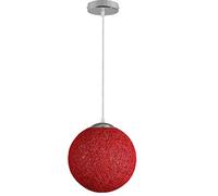 DC VOLTAGE Red Woven Rattan Pendant Light Globe Wicker Ceiling Lamp Kit