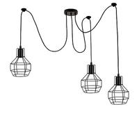 DC VOLTAGE Retro 3 Wheel Shape Pendant Light Cage 3 Lights with Hanging Wire 200Cm Height Adjustable (with Out Bulb, Black)
