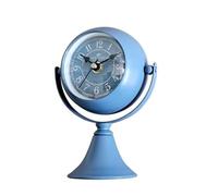 DC VOLTAGE Retro Blue Moon Metal Table Clock - 15cm Vintage Mantel Clock with Back-Side Mirror for Home & Office | Decorative Desk Tabletop Clock with Classic Round Face | Battery-Operated Quartz