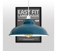 DC VOLTAGE Retro Ceiling Pendant Lamp Shade Cyan Blue Metal 32 cm Width 13.5 cm Height Curved Shape Ideal for Living Room Bed Room Kitchen Office Balcony Restaurant Bar