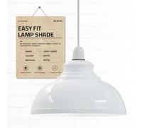 DC VOLTAGE Retro Industrial Ceiling Light Vintage E27 Style Curvy Dome Shaped 29cm Easy fit Lampshades only for Pendant Lamp for Kitchen Living Room (White)