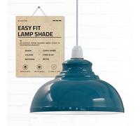 DC VOLTAGE Retro Industrial Ceiling Light Vintage E27 Style Curvy Dome Shaped 29cm Easy fit Lampshades only for Pendant Lamp for Kitchen Living Room (Cyan Blue)