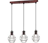 DC VOLTAGE Retro Industrial Ceiling Lights Fitting Metal Wire cage 3 Head Pendant Light Adjustable Rectangle Base Chandeliers E27 Bulb Living Room Hallway Kitchen. (Rustic Red)