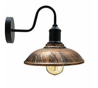DC VOLTAGE Retro Industrial Wall Mount Light Set, E27 Swan Neck Wall Lamp Sconce, Classic Vintage Metal Curved Light Shade, Island Edison Wall Fixture Bedside Reading Lamp (Brushed Copper 2)