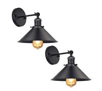 DC VOLTAGE Rustic Black Metal 2 Pack Pendant Light, Farmhouse Wall Sconce, for Living Room Kitchen Bathroom (2 Pack + Free Bulb)