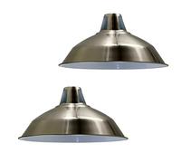DC VOLTAGE Satin Nikel Lampshade for Ceiling 30cm Bulb Guard Set of 2 Light Shade Industrial Hanging Light Shade Metal Replacement Pendant Lighting Easy Fit Kitchen Shade Indoor Pendant Lamp Shade