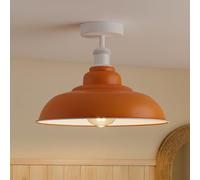 DC VOLTAGE Semi Flush Mount Ceiling Light E27 Vintage Metal Lampshade 32cm Easy Fit Fixture for Bedroom Kitchen Hallway Dining Room Orange
