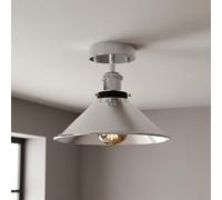 DC VOLTAGE Semi Flush Mount Ceiling Light Metal E27 Base 22cm Cone Lampshade Vintage Ceiling Lighting Fixture for Kitchen, Bedroom, Dining Room Satin Nickel Without Bulb