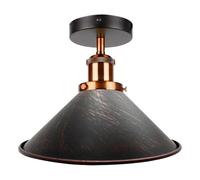DC VOLTAGE Semi Flush Mount Ceiling Lights with E27 Base 22cm Rustic Red Cone Lampshade Industrial Vintage Ceiling Lighting Fixture for Kitchen, Bedroom, Dining Room Without Bulb