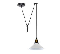 DC VOLTAGE Single Head Ceiling Pendant Spider Light, Metal Light Shade, Adjustable 195cm Cord,Metal Light Shade, Vintage Edison E27 Bulb Base, Industrial Retro Lighting, (White- with Out Bulb)