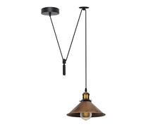 DC VOLTAGE Single Head Ceiling Pendant Spider Light, Metal Light Shade, Adjustable 195cm Cord,Metal Light Shade, Vintage Edison E27 Bulb Base, Industrial Retro Lighting, (Brushed Copper-with Bulb)