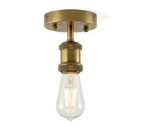 DC VOLTAGE Single Head Fully Earth Ceiling Light Retro Flush Mount E27 Lamp Holder Yellow Brass Sconce Chandeliers Pendent Set for Living Room