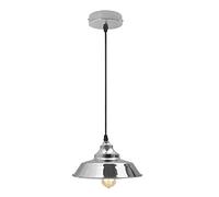DC VOLTAGE Single Head Pendant Light 22cm Chrome Finish E27 Metal Lighting Adjustable Modern Retro Style Ceiling Light Shade for Home Office Cafe Bistro and Restaurant
